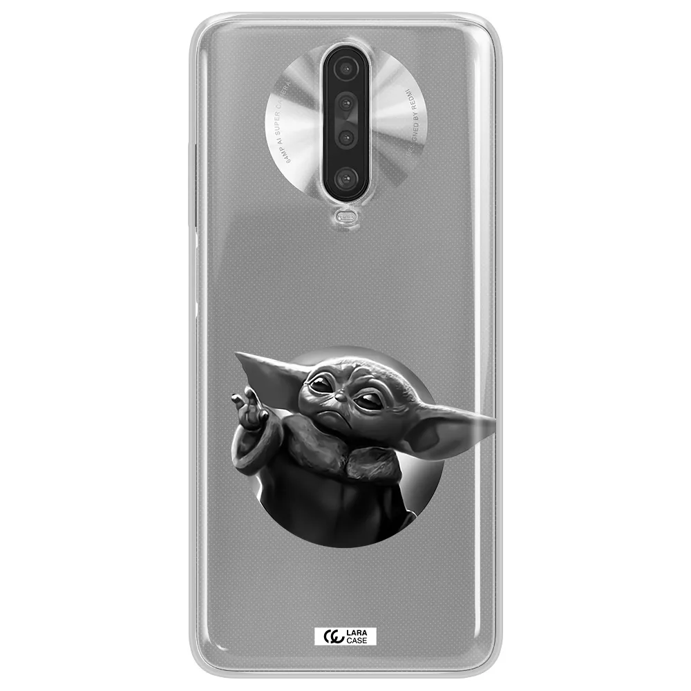 a black and white image of a baby yoda Xiaomi Redmi K30 Clear TPU Case