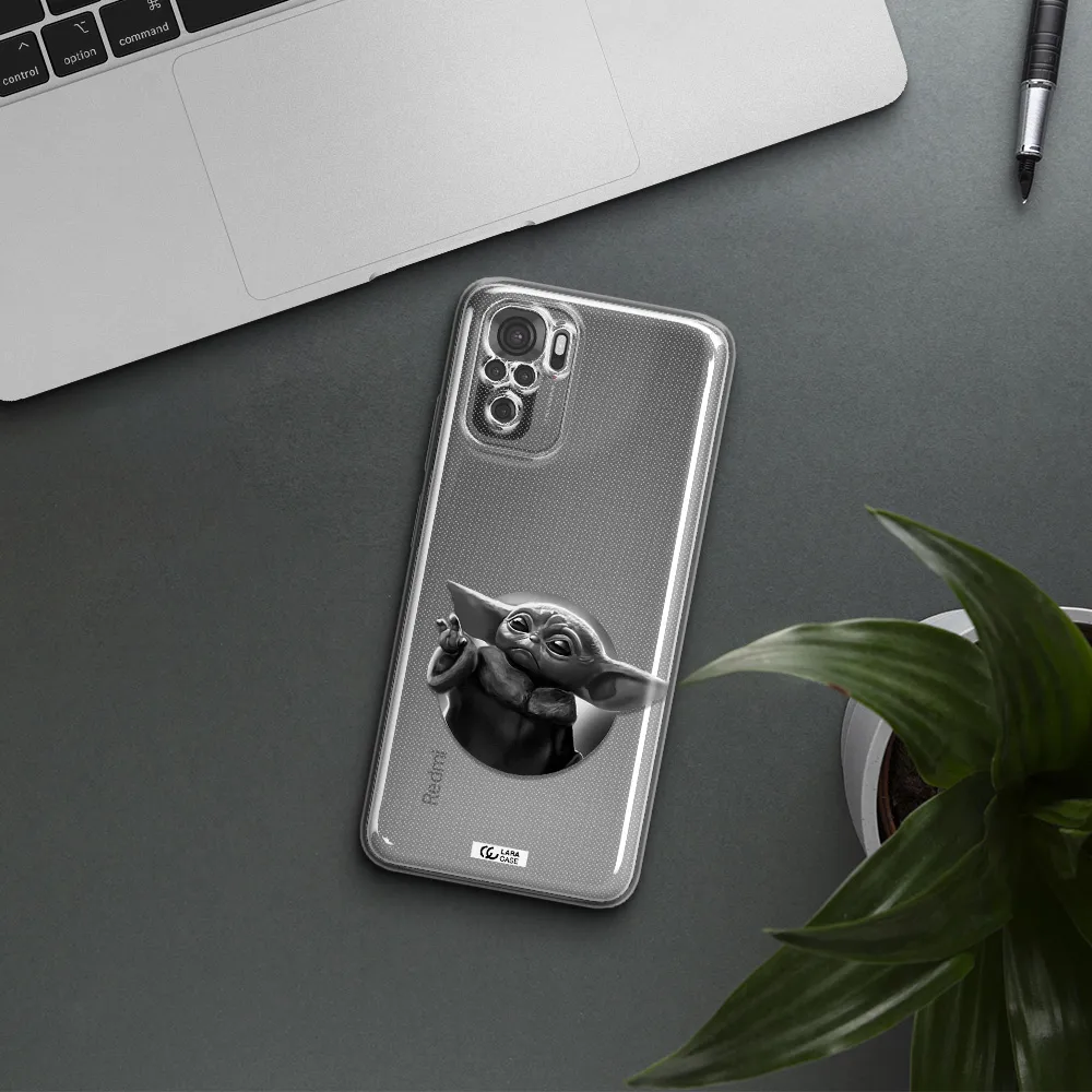 A Black And White Image Of A Baby Yoda Xiaomi Redmi Note 10S Clear Tpu Case