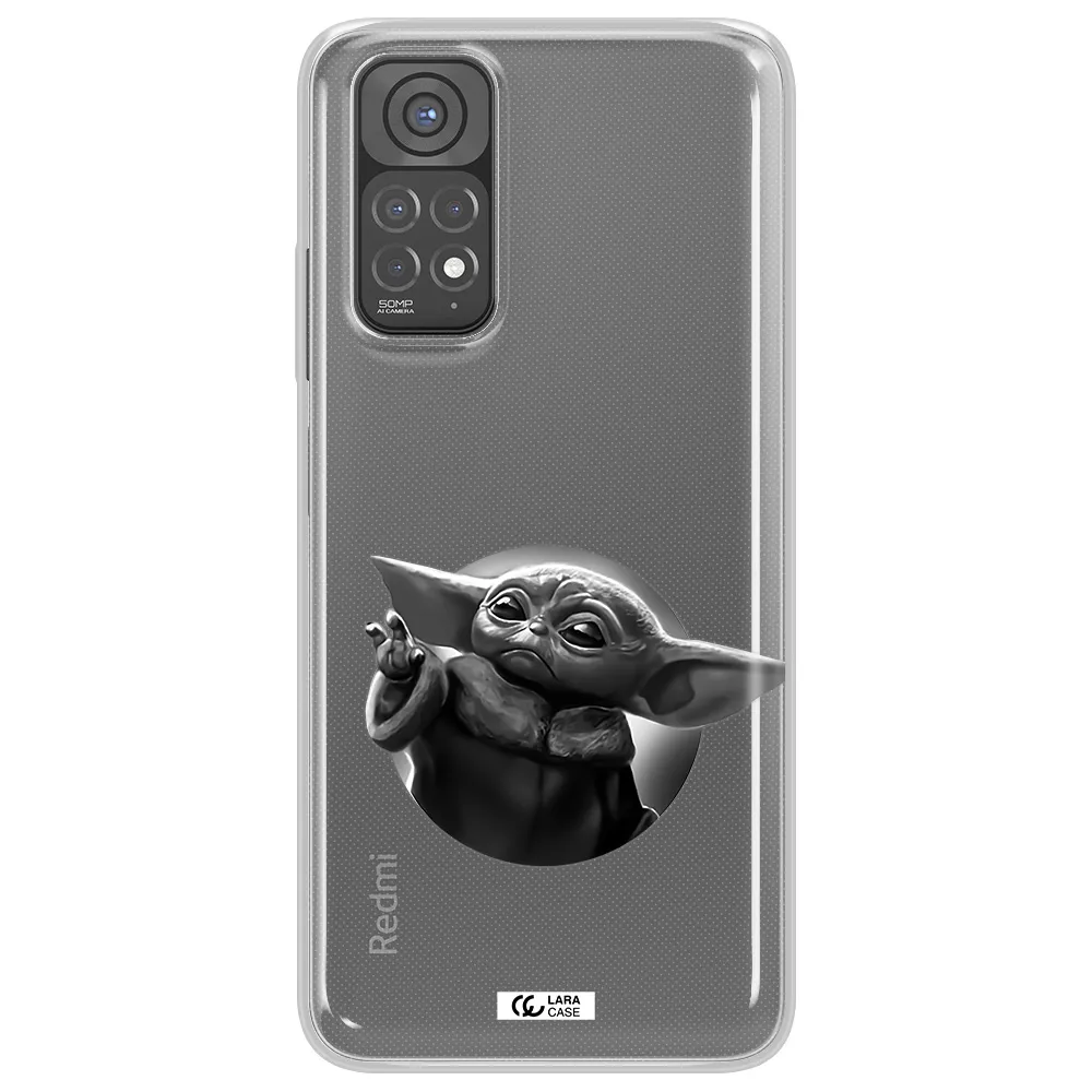 a black and white image of a baby yoda Xiaomi Redmi Note 11 Clear TPU Case