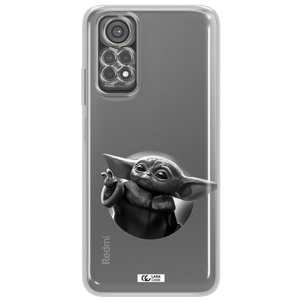 A Black And White Image Of A Baby Yoda Xiaomi Redmi Note 11S Clear Tpu Case
