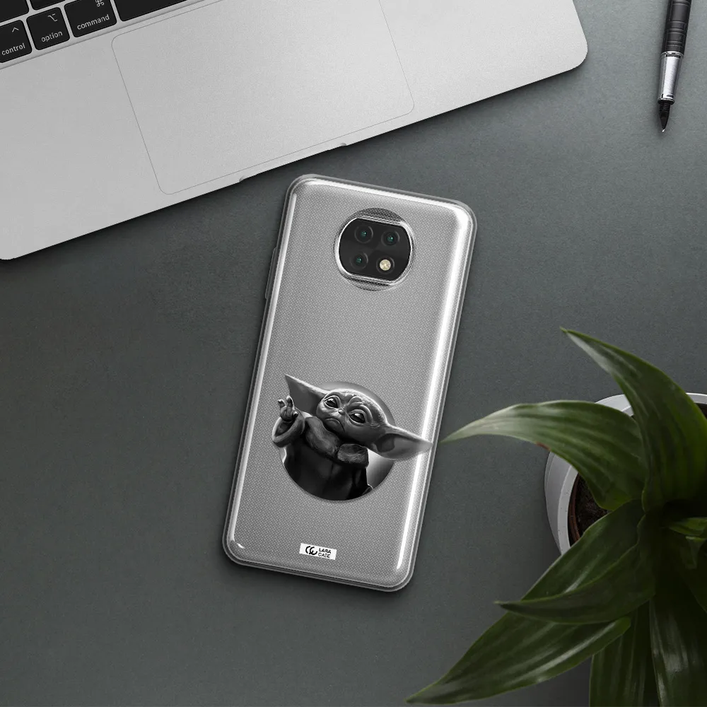 A Black And White Image Of A Baby Yoda Xiaomi Redmi Note 9T Clear Tpu Case
