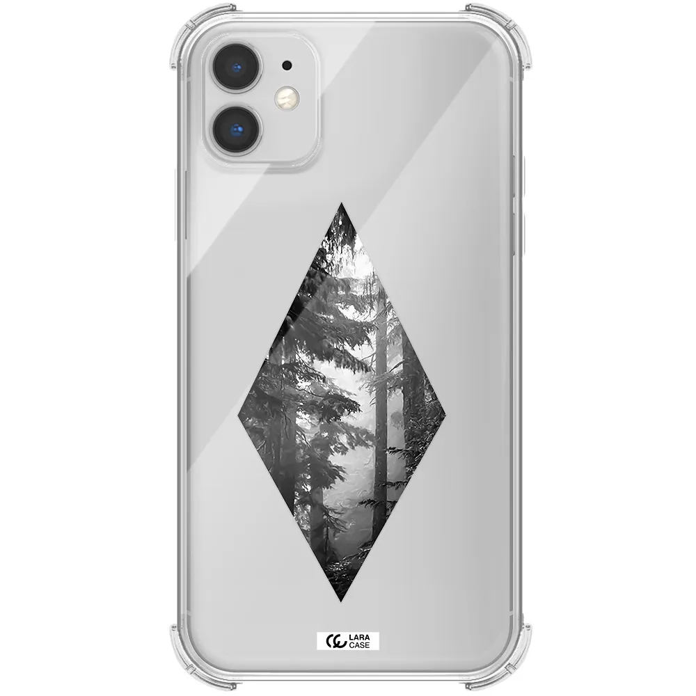 a diamond shaped image of trees Apple iPhone 11 Clear PC Case