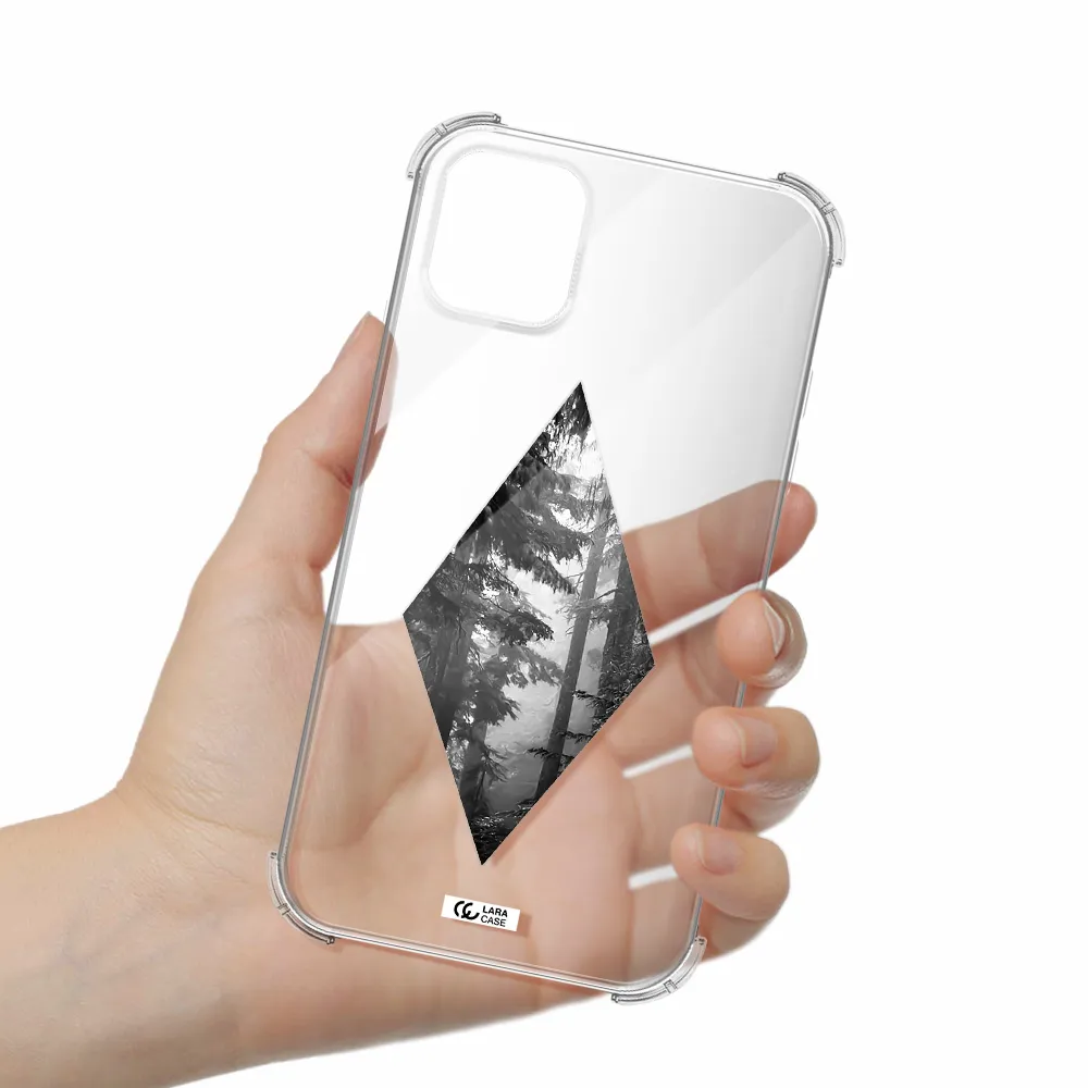 a diamond shaped image of trees Apple iPhone 11 Clear PC Case