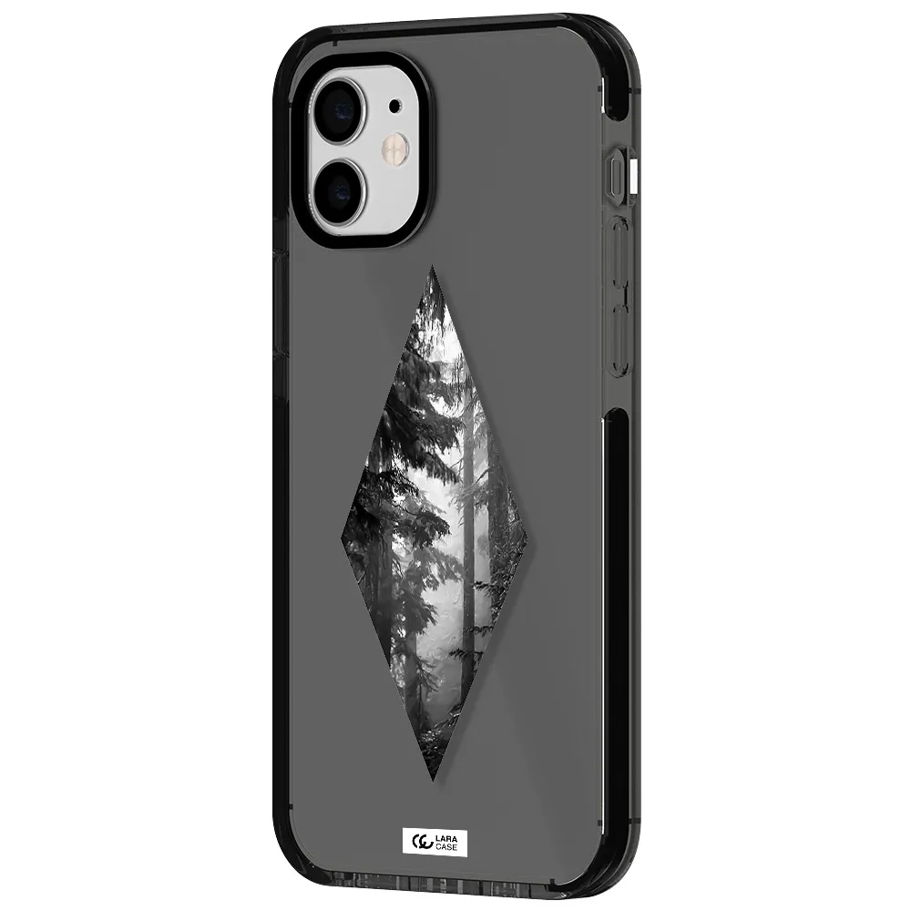 a diamond shaped image of trees Apple iPhone 11 impact Smoke Black Case