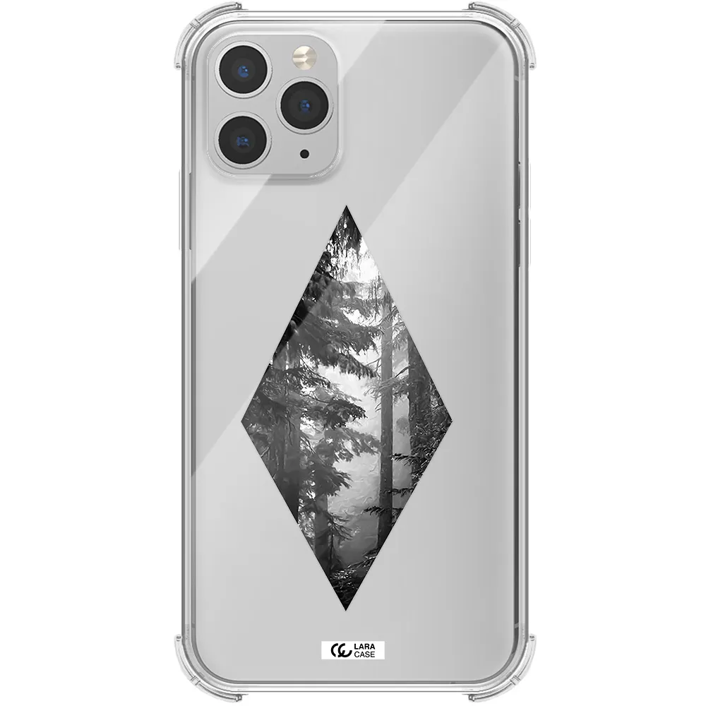 a diamond shaped image of trees Apple iPhone 11 pro max Clear PC Case