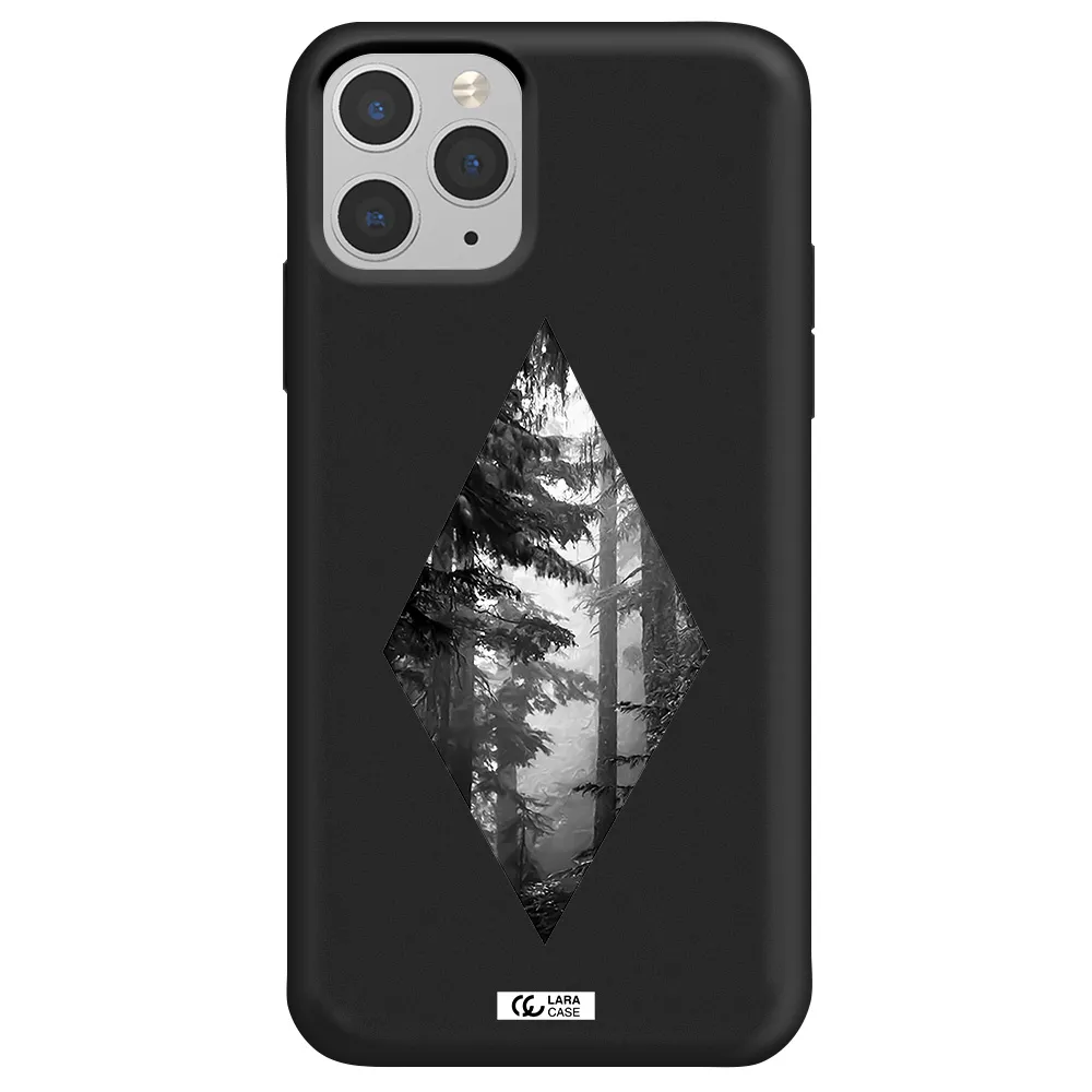 a diamond shaped image of trees Apple iPhone 11 pro max Silicone black Case