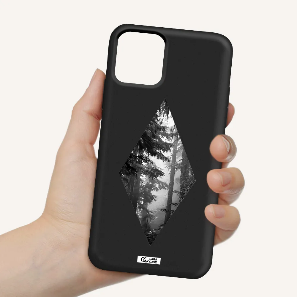 a diamond shaped image of trees Apple iPhone 11 pro max Silicone black Case