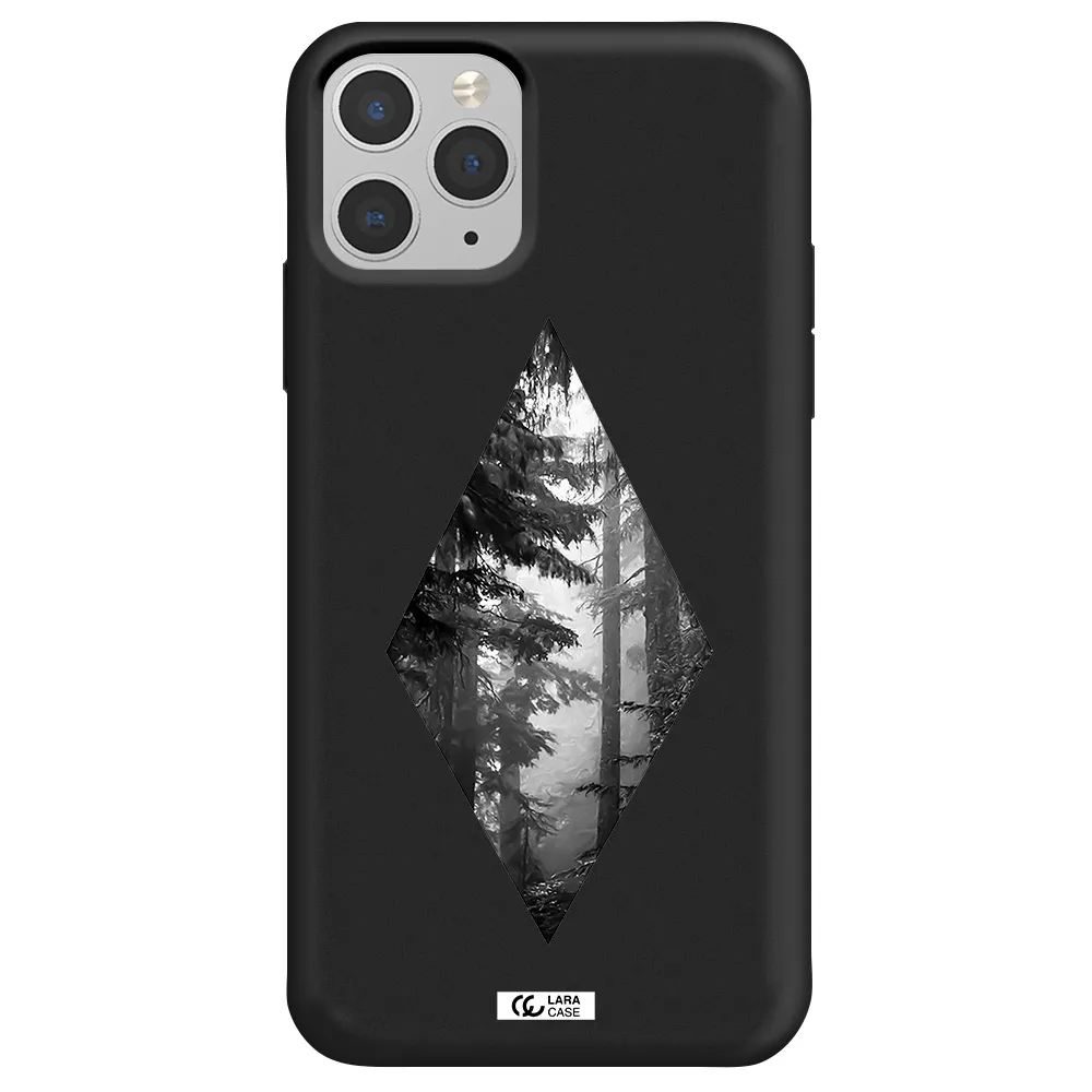 a diamond shaped image of trees Apple iPhone 11 pro Silicone black Case