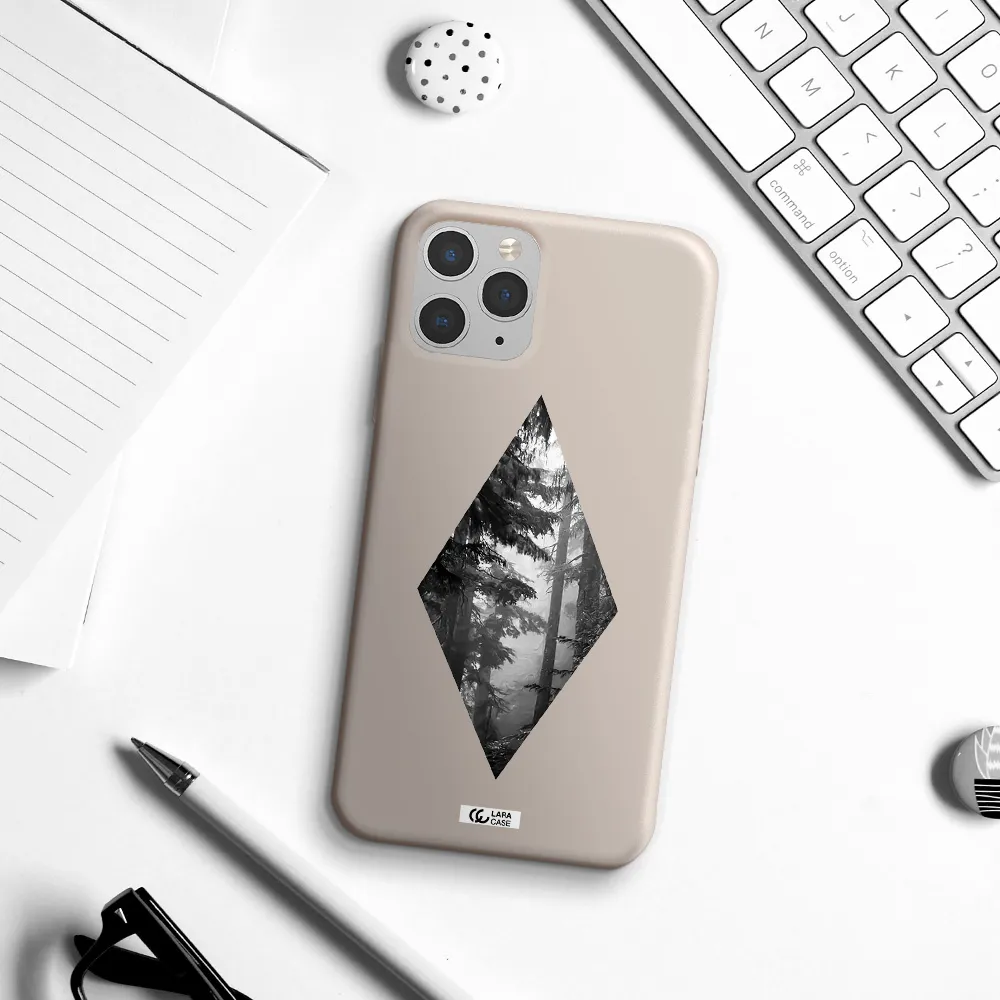 a diamond shaped image of trees Apple iPhone 11 pro Silicone Stone Case