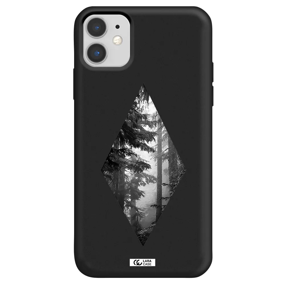 a diamond shaped image of trees Apple iPhone 11 Silicone black Case