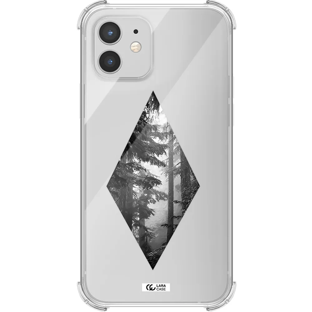 a diamond shaped image of trees Apple iPhone 12 Clear PC Case