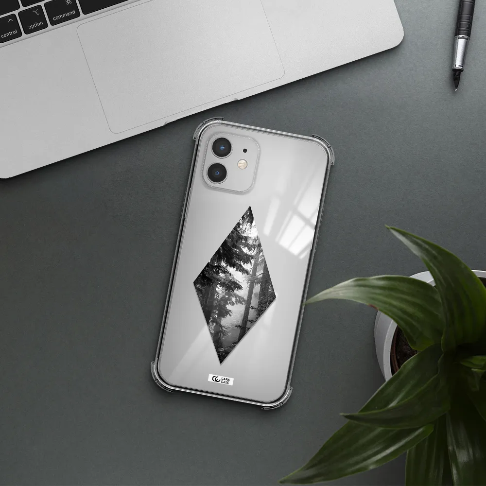 a diamond shaped image of trees Apple iPhone 12 Clear PC Case