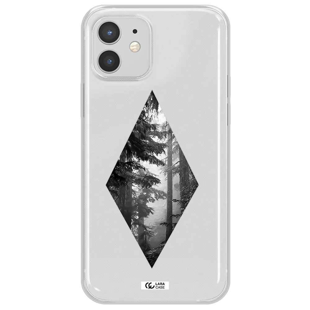a diamond shaped image of trees Apple iPhone 12 Clear TPU Case