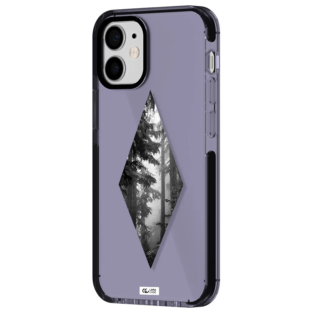 a diamond shaped image of trees Apple iPhone 12 mini impact Lilac Case