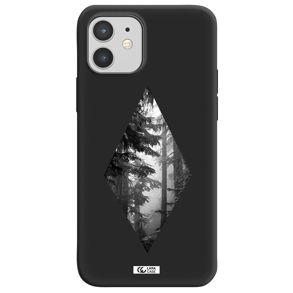 a diamond shaped image of trees Apple iPhone 12 mini Silicone black Case