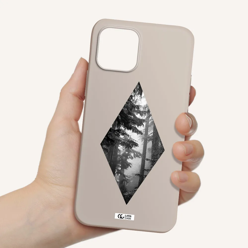 a diamond shaped image of trees Apple iPhone 12 mini Silicone Stone Case
