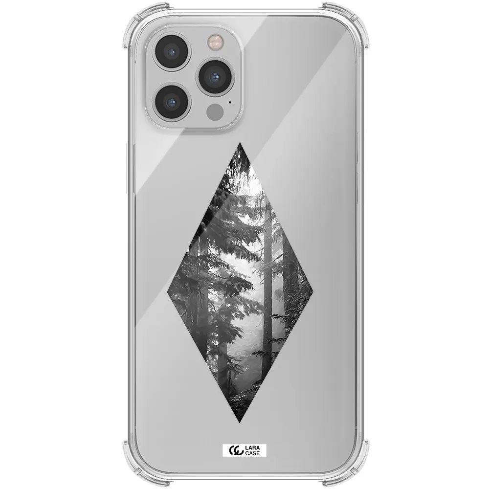 a diamond shaped image of trees Apple iPhone 12 pro Clear PC Case