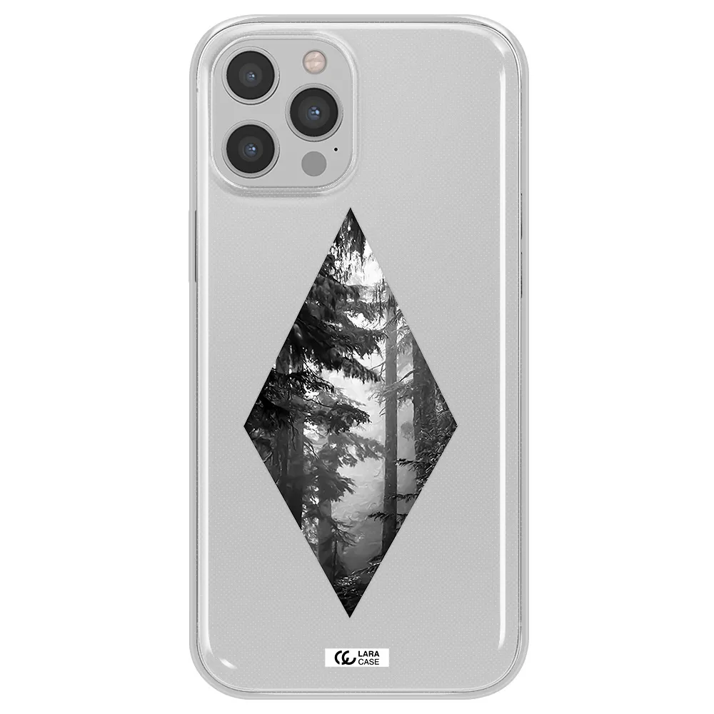 a diamond shaped image of trees Apple iPhone 12 pro Clear TPU Case
