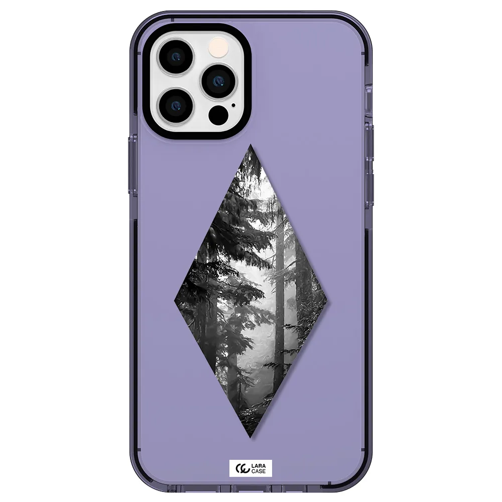a diamond shaped image of trees Apple iPhone 12 pro impact Lilac Case