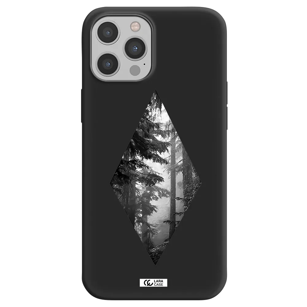 a diamond shaped image of trees Apple iPhone 12 pro max Silicone black Case