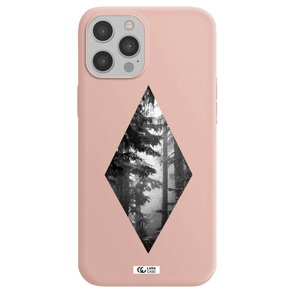 a diamond shaped image of trees Apple iPhone 12 pro max Silicone pastel pink Case