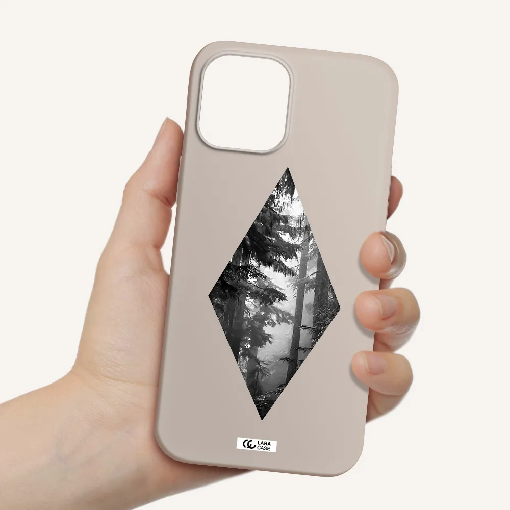 a diamond shaped image of trees Apple iPhone 12 pro max Silicone Stone Case