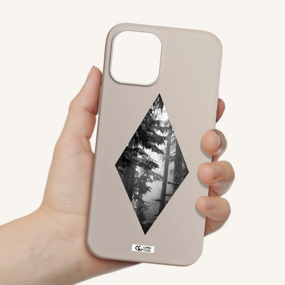 a diamond shaped image of trees Apple iPhone 12 pro Silicone Stone Case