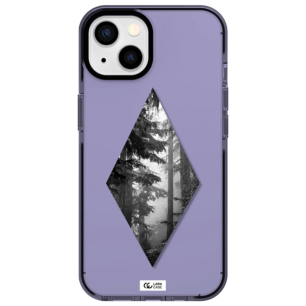 a diamond shaped image of trees Apple iPhone 13 impact Lilac Case