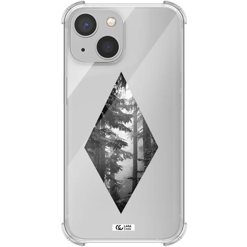 a diamond shaped image of trees Apple iPhone 13 mini Clear PC Case
