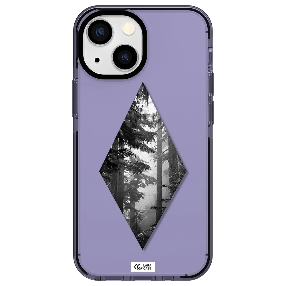 a diamond shaped image of trees Apple iPhone 13 mini impact Lilac Case