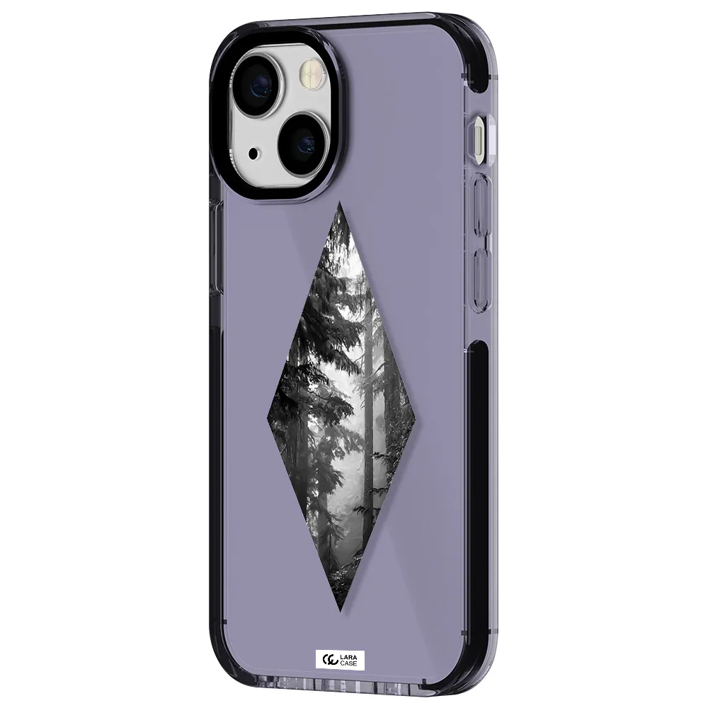 a diamond shaped image of trees Apple iPhone 13 mini impact Lilac Case