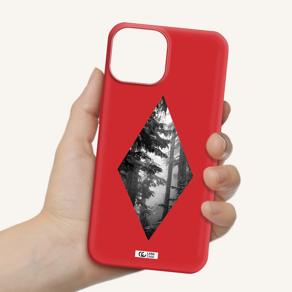 a diamond shaped image of trees Apple iPhone 13 mini Silicone Imperial Red Case