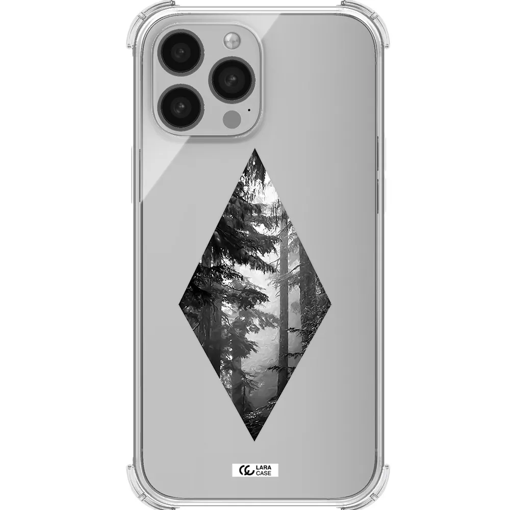 a diamond shaped image of trees Apple iPhone 13 Pro Clear PC Case