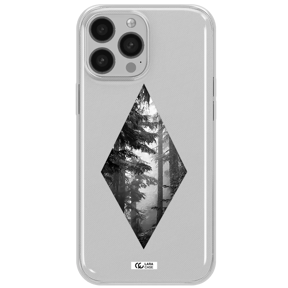 a diamond shaped image of trees Apple iPhone 13 Pro Max Clear TPU Case