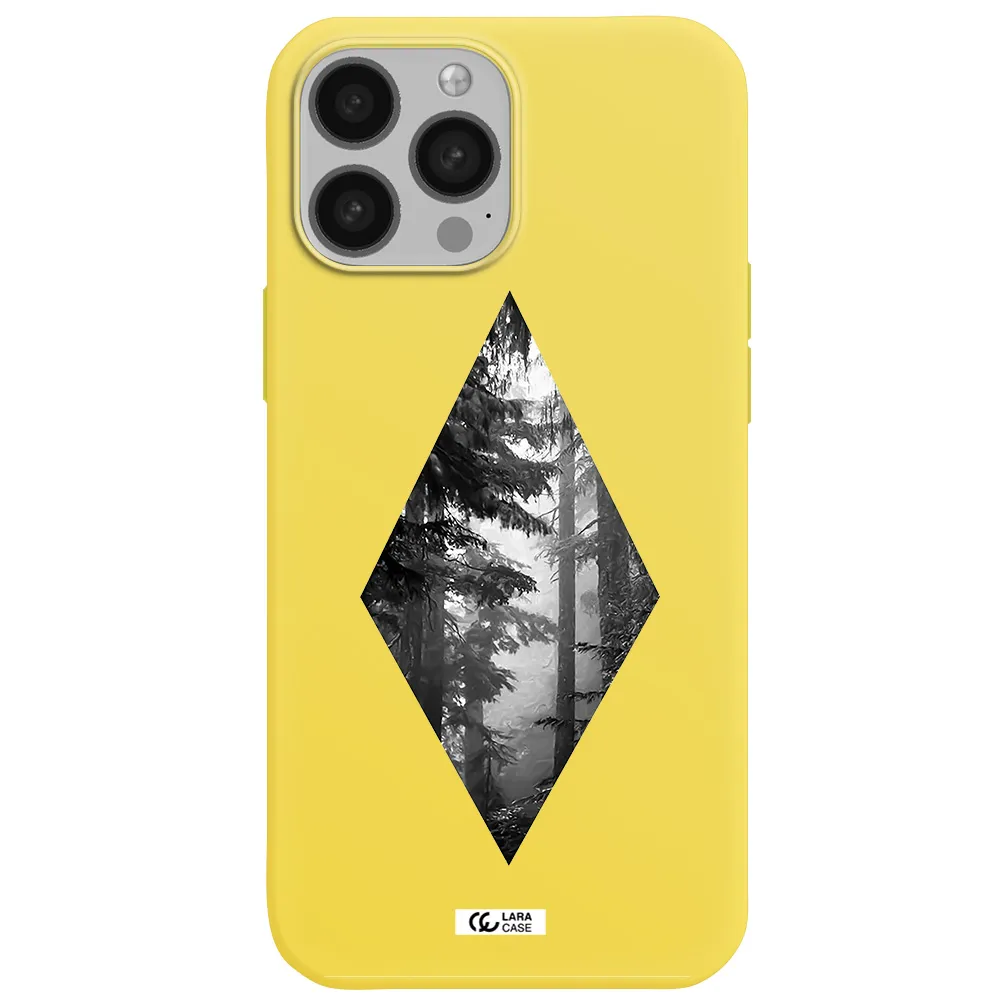 a diamond shaped image of trees Apple iPhone 13 Pro Silicone canary yellow Case