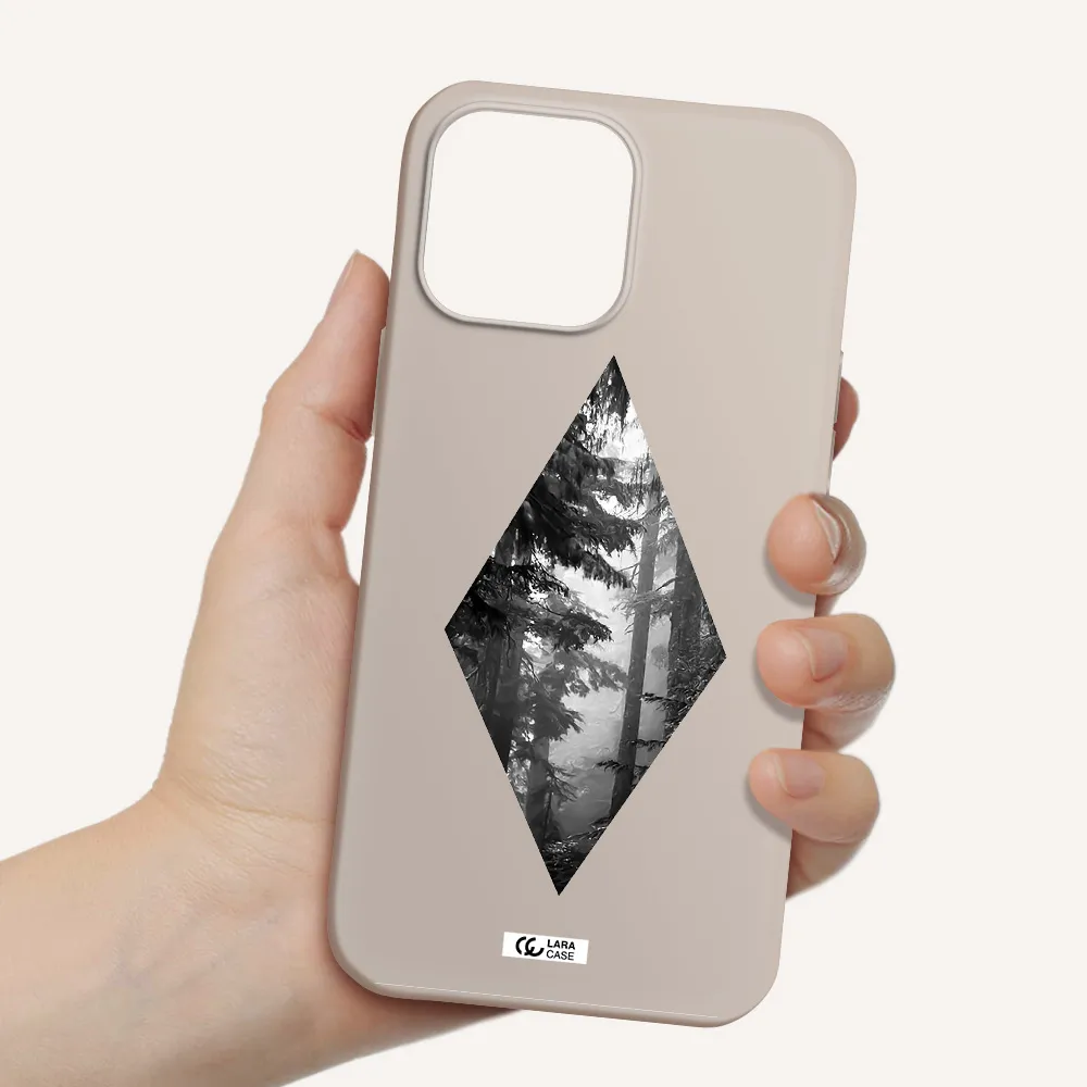 a diamond shaped image of trees Apple iPhone 13 Pro Silicone Stone Case