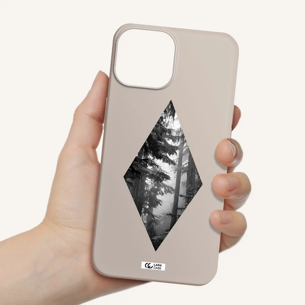 a diamond shaped image of trees Apple iPhone 13 Silicone Stone Case