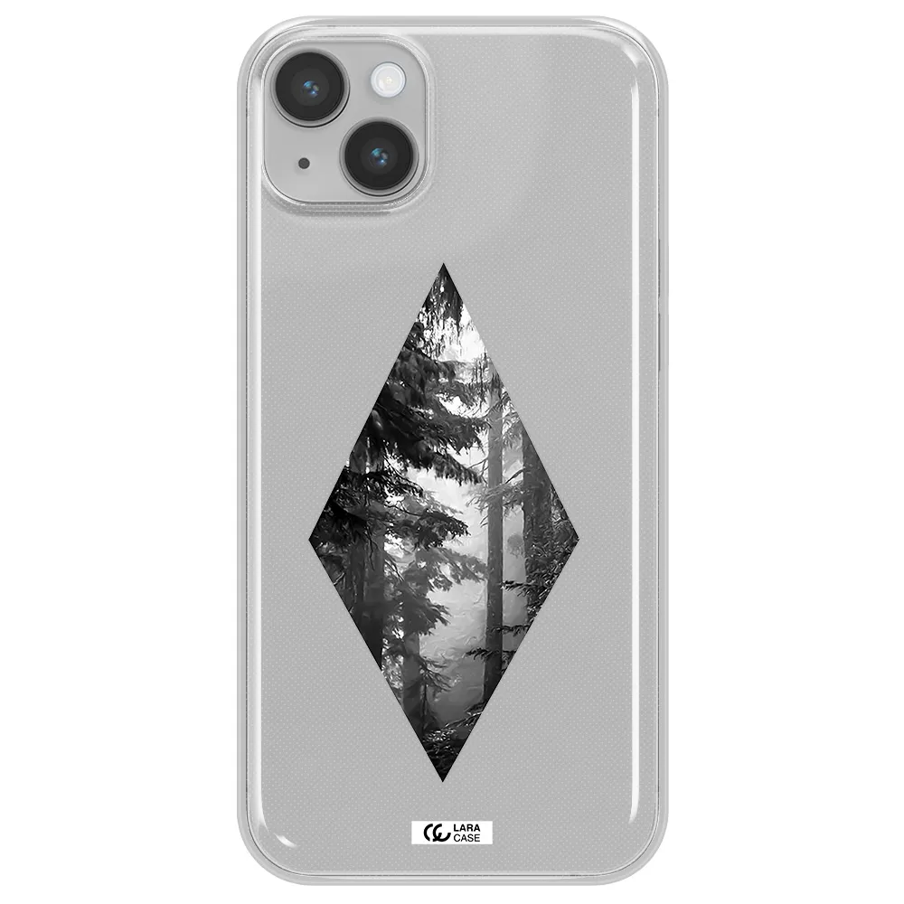 a diamond shaped image of trees Apple iPhone 14 Clear TPU Case