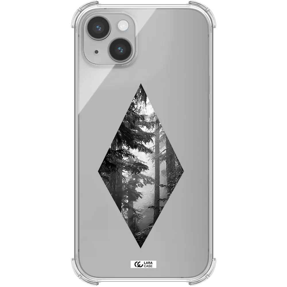 a diamond shaped image of trees Apple iPhone 14 plus Clear PC Case
