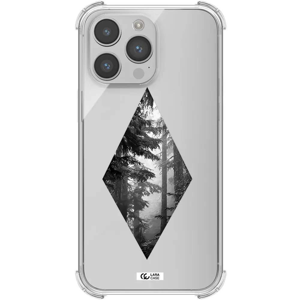 a diamond shaped image of trees Apple iPhone 14 pro Clear PC Case