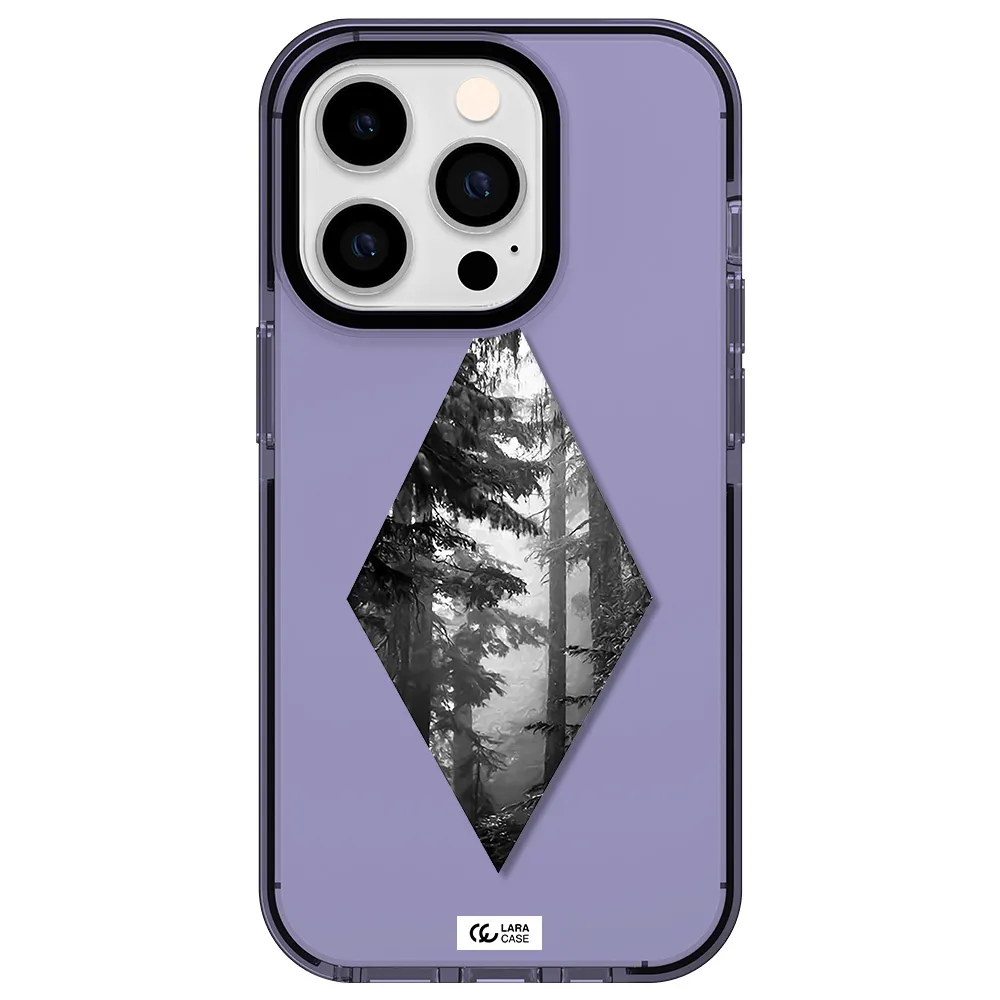 a diamond shaped image of trees Apple iPhone 14 pro impact Lilac Case