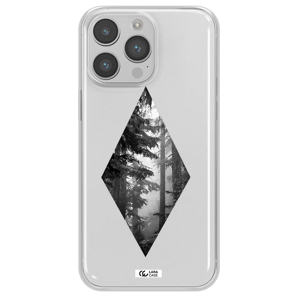 a diamond shaped image of trees Apple iPhone 14 pro max Clear TPU Case