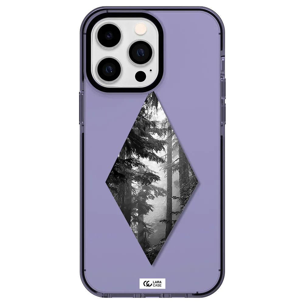 a diamond shaped image of trees Apple iPhone 14 pro max impact Lilac Case