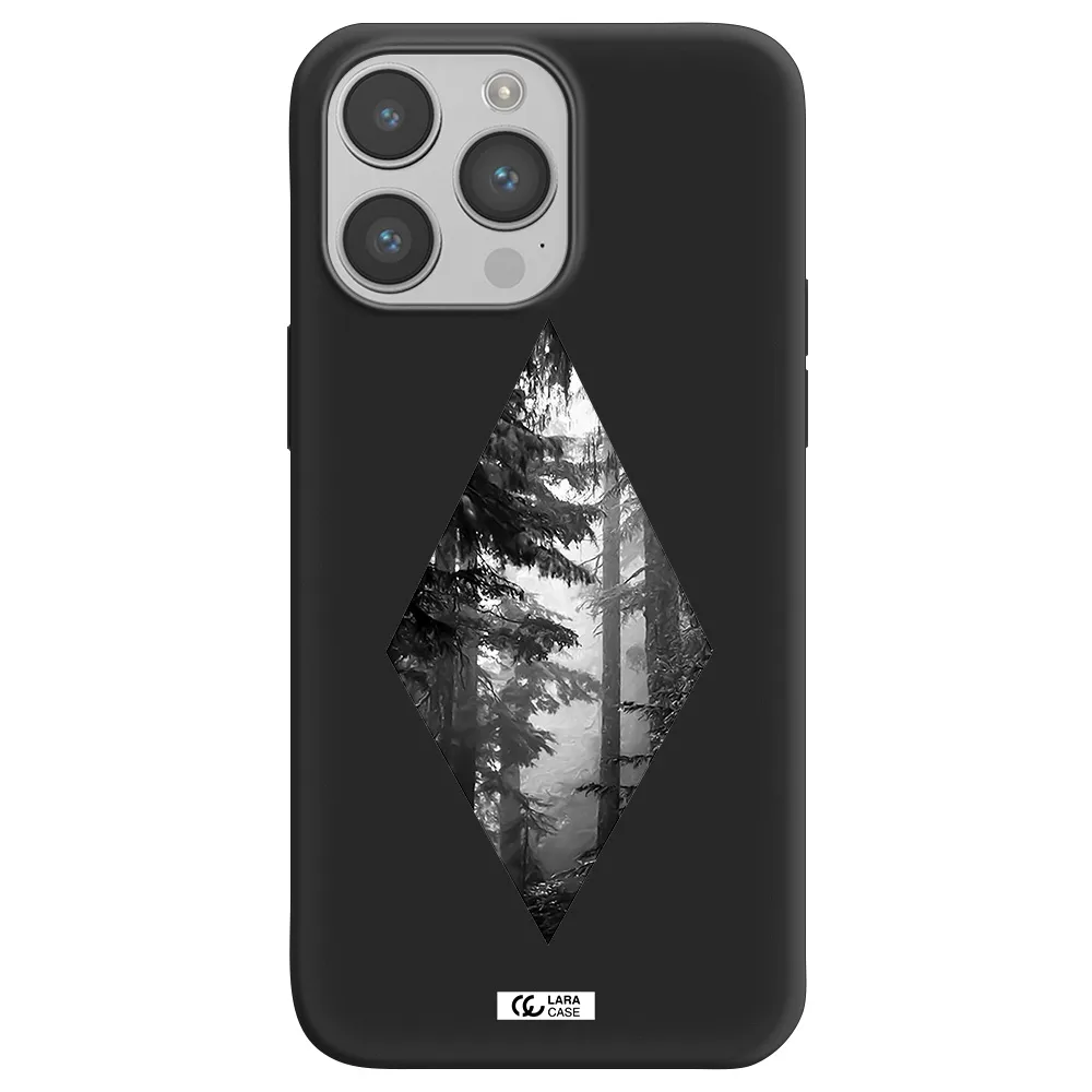 a diamond shaped image of trees Apple iPhone 14 pro max Silicone black Case