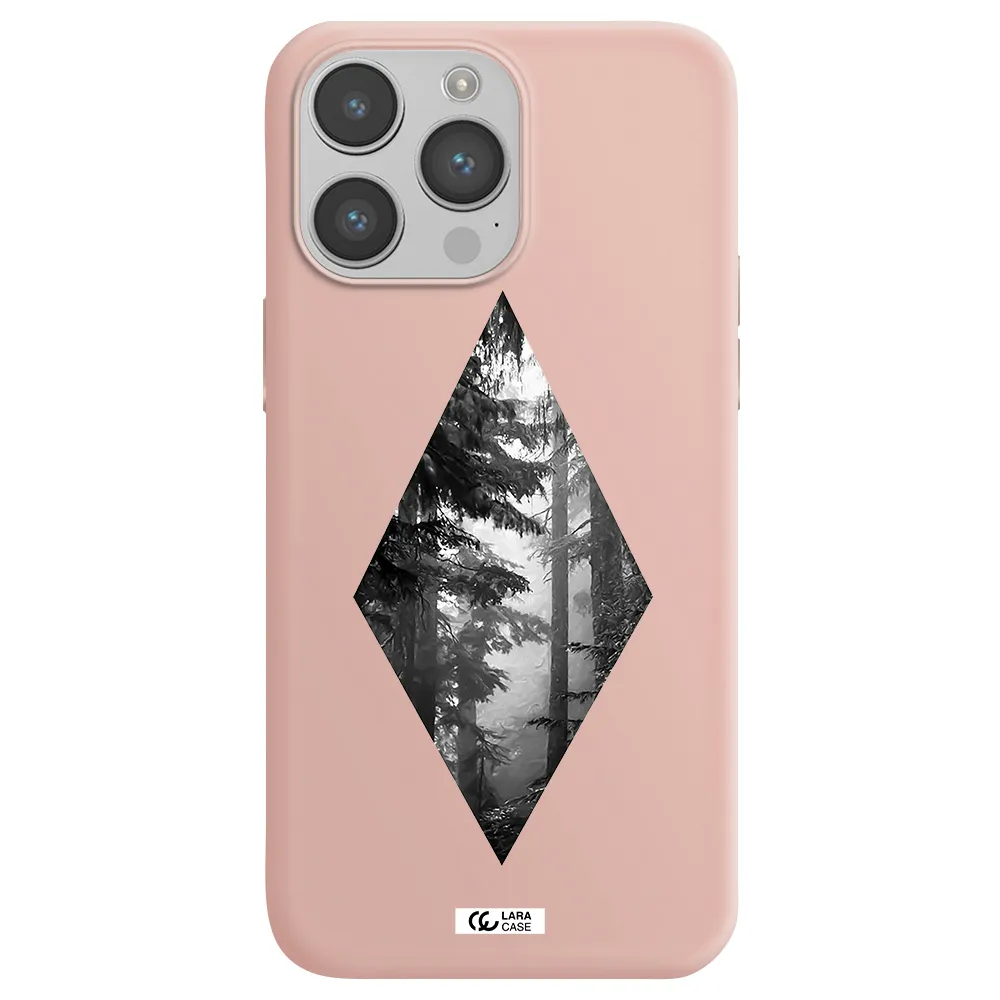 a diamond shaped image of trees Apple iPhone 14 pro max Silicone pastel pink Case