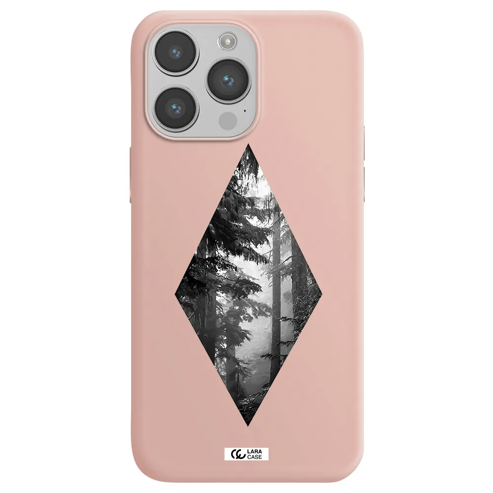 a diamond shaped image of trees Apple iPhone 14 pro Silicone pastel pink Case