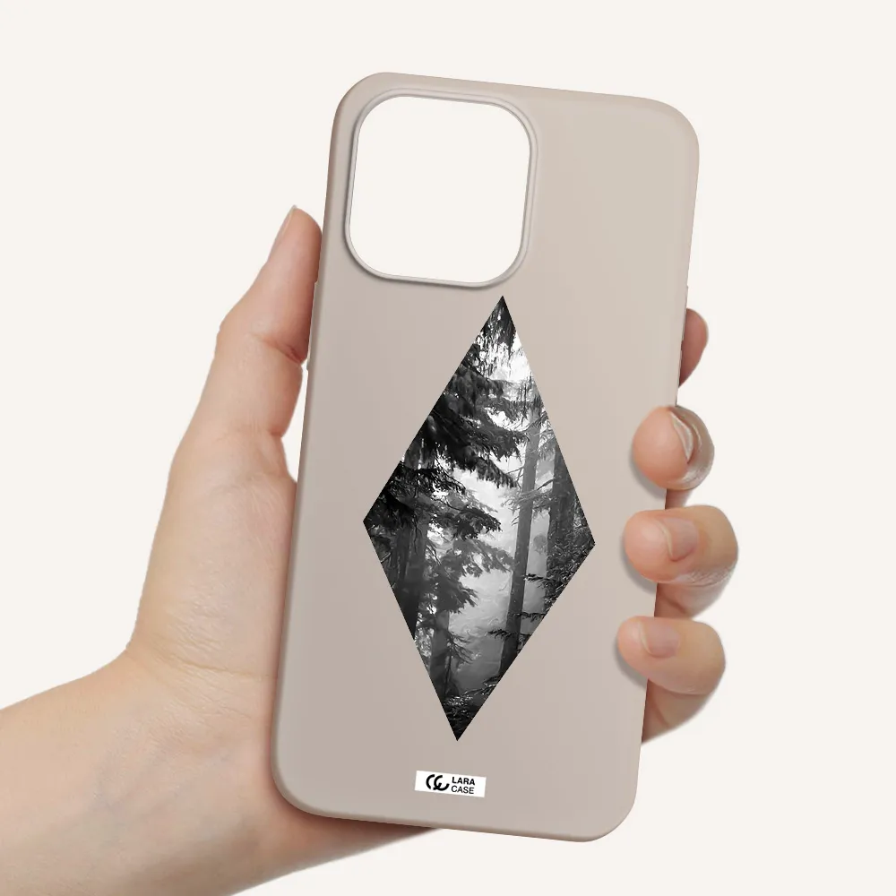 a diamond shaped image of trees Apple iPhone 14 pro Silicone Stone Case