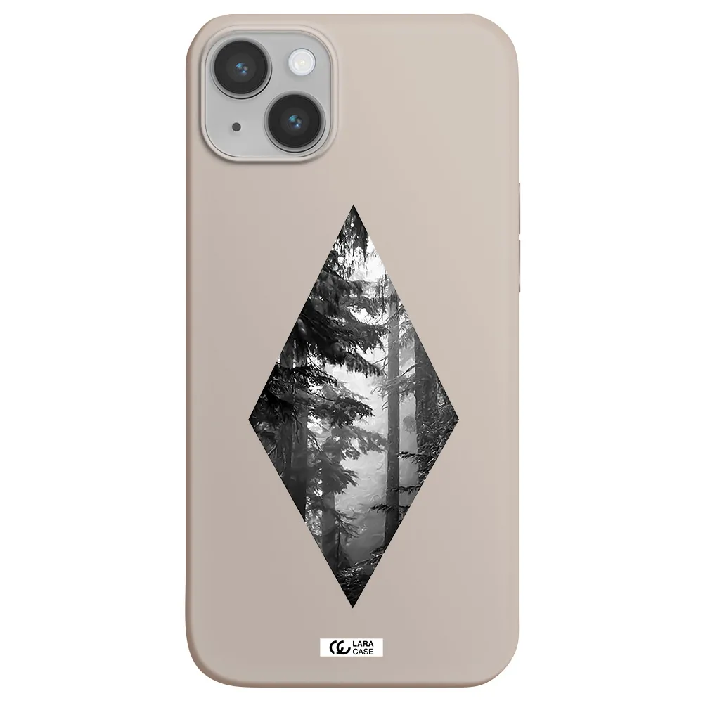 a diamond shaped image of trees Apple iPhone 14 Silicone Stone Case