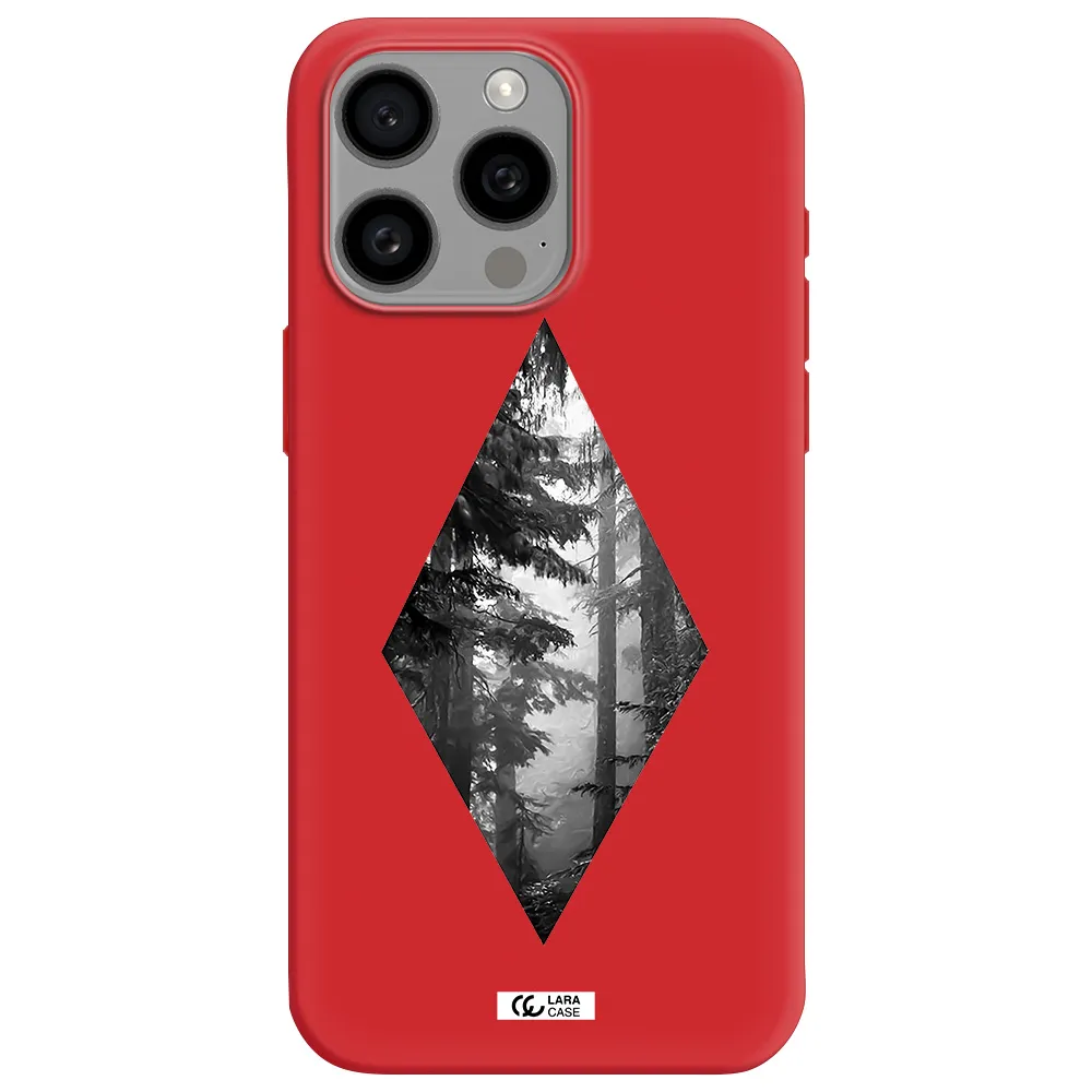 A Diamond Shaped Image Of Trees Apple Iphone 15 Pro Max Silicone Imperial Red Case