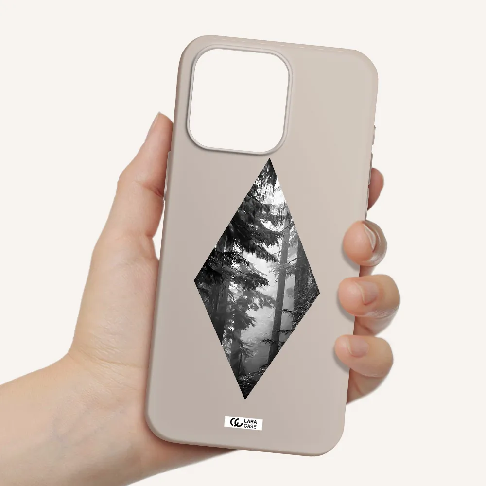 a diamond shaped image of trees Apple Iphone 15 Pro max Silicone Stone Case
